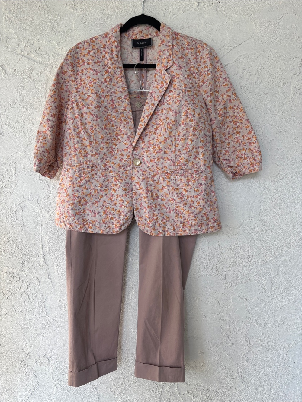 le chateau Pink Floral Single-Button Blazer